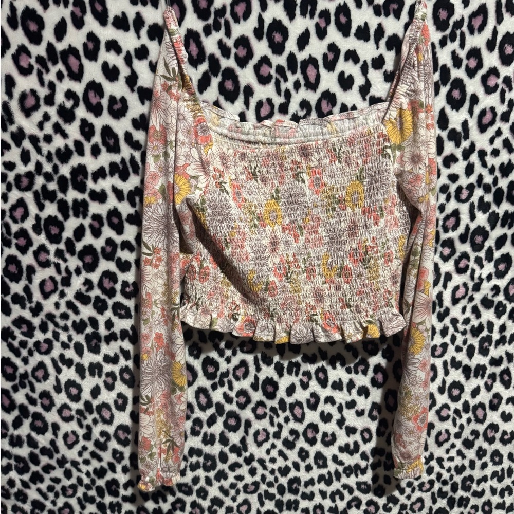 SO Multicolor Floral Smocked Crop Top